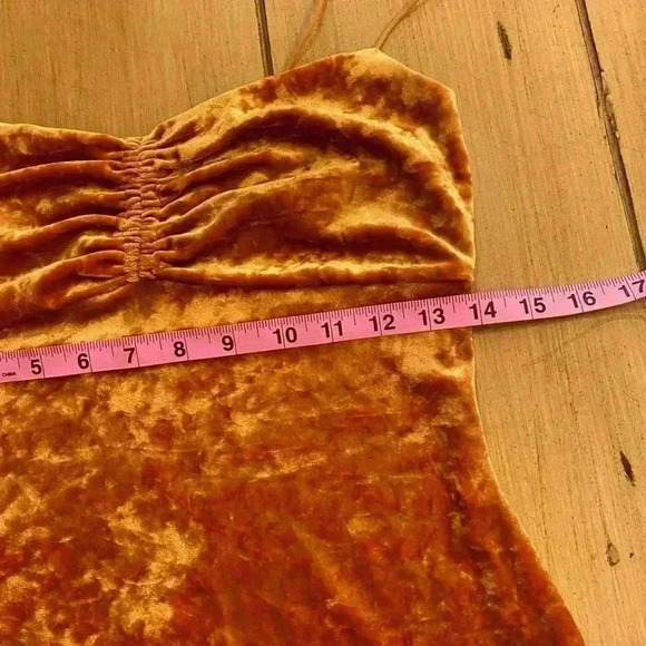 Urban Outfitters Women's Midi Burnt Orange Rust Velvet Like Cocktail Dress M - Picture 6 of 10